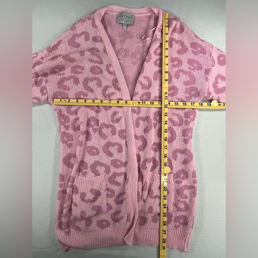 Hayden Los Angeles Leopard Print Open Front Cardigan Sweater w/Front Pockets - Picture 8 of 8